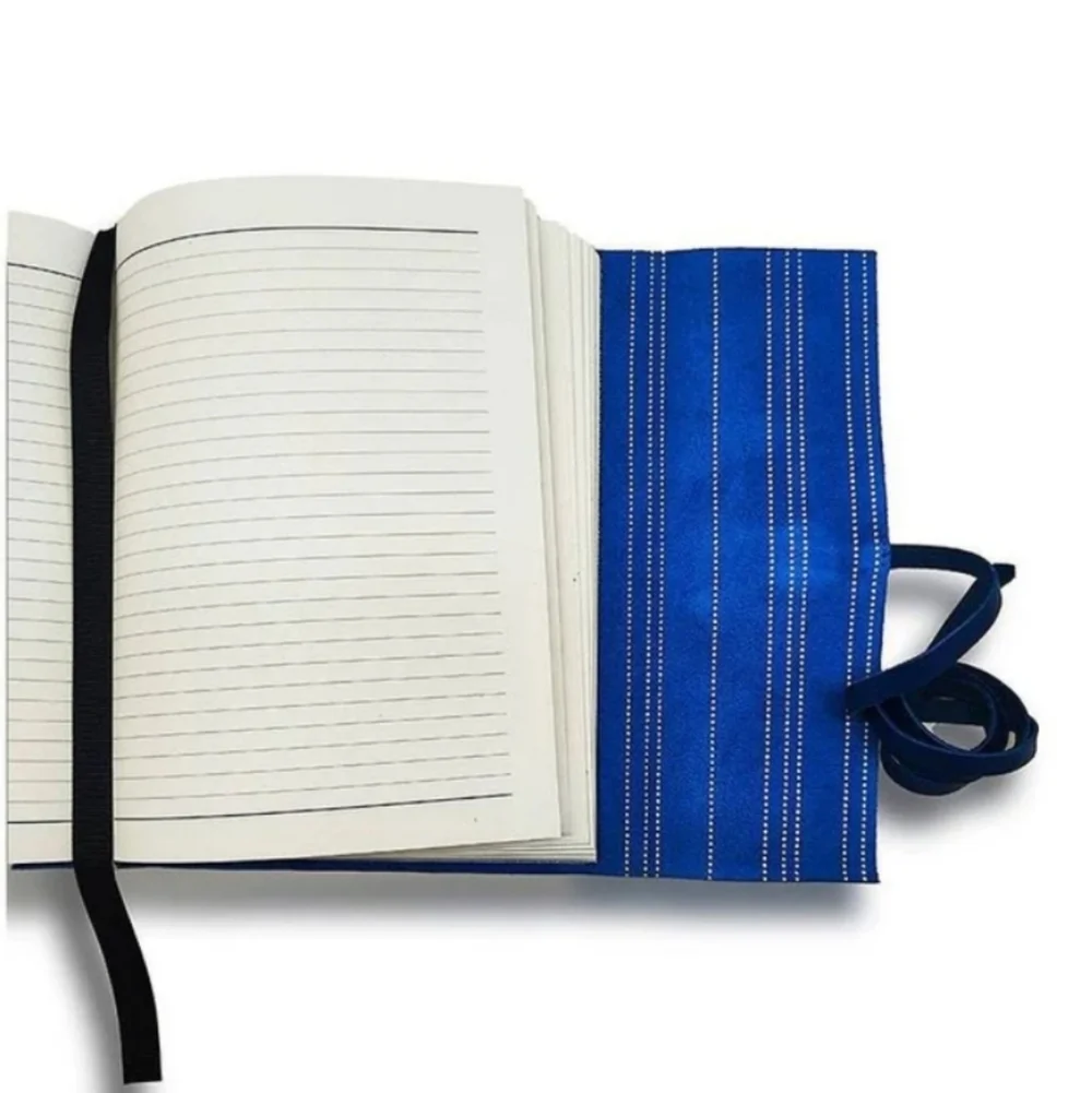 HANDSTITCHED BLUE SUEDE JOURNAL, SIZE 8